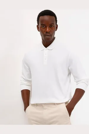 C&A Polo masculina de algodão peruano manga longa