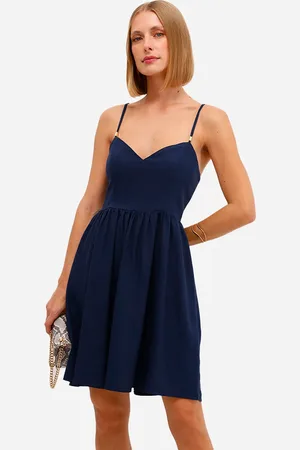 C&A Vestido curto feminino com linho azul