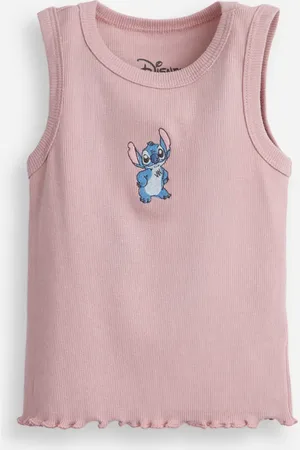 C&A Regata de algodão infantil stitch canelada rosa