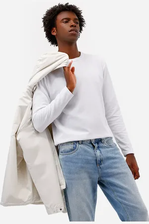 C&A Camiseta básica masculina manga longa texturizada branca