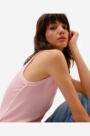 C&A Regata feminina de viscose canelada rosa