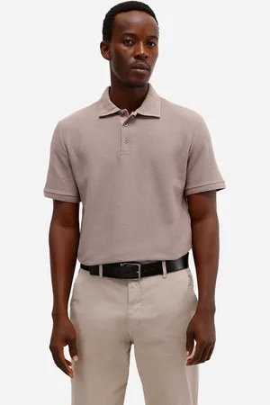 C&A Polo comfort manga curta texturizada bege