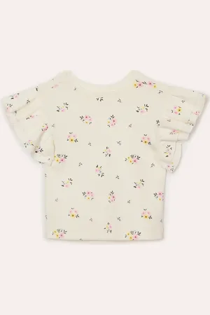C&A Camiseta manga curta com babados floral infantil