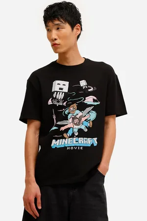 C&A Camiseta masculina manga curta minecraft preta