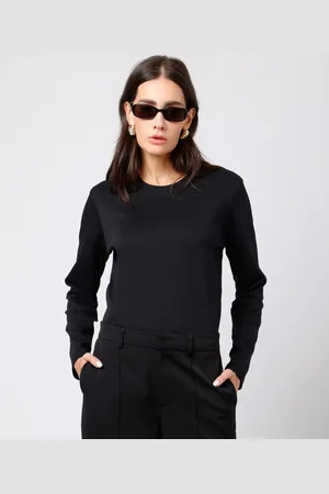 C&A Camiseta slim feminina de algodão peruano manga longa mindset preta
