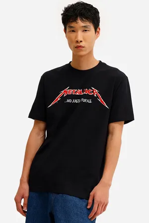 C&A Camiseta masculina de algodão metallica preta