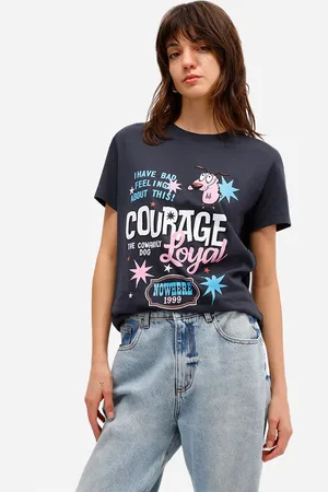 C&A Camiseta feminina de algodão coragem cinza