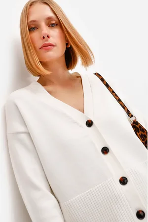 C&A Cardigan feminino de tricot decote v