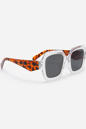 C&A óculos de sol quadrado tartaruga transparente