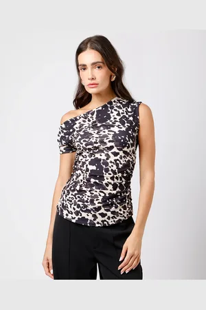 C&A Blusa feminina cow print franzida mindset colorida