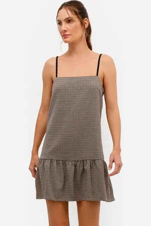 C&A Vestido curto alça fina feminino xadrez