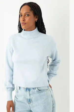 C&A Suéter de tricot básico gola alta azul