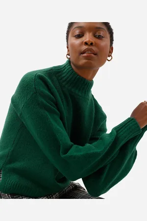 C&A Suéter feminino de tricot básico gola alta verde
