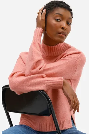 C&A Suéter feminino de tricot básico gola alta rosa