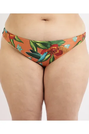 C&A Biquíni Calcinha Plus Size Dupla Face Estampado Beija-Flor com Proteção UV50+ Cobre