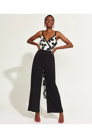 C&A Macacão Feminino DVF com Transpasse Estampado Floral Alça Fina