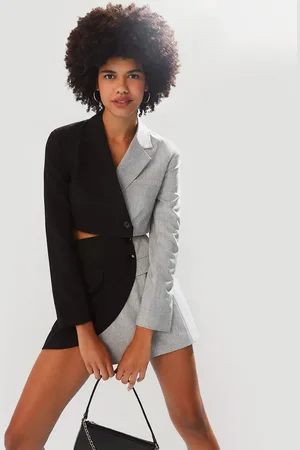 C&A Blazer Cropped Bicolor Multicor