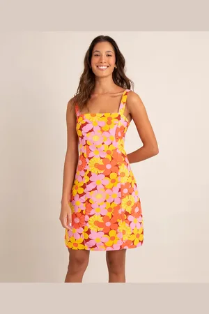 C&A Vestido curto alça média decote reto estampa floral
