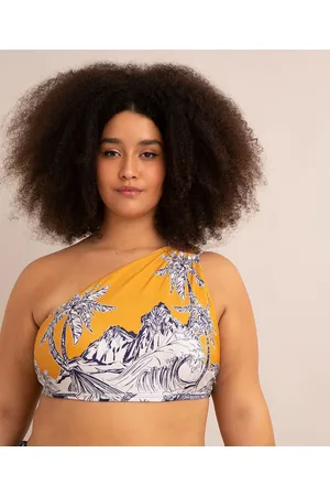 C&A Biquíni top um ombro só plus size estampado pôr do sol com bojo removível proteção uv50+ além dos mares noronha manu gavassi multicor