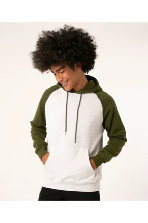 C&A Blusão de moletom com capuz manga longa raglan mescla