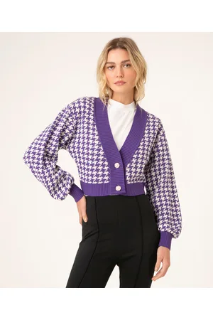 C&A Cardigan de tricô piet de pule manga bufante claro