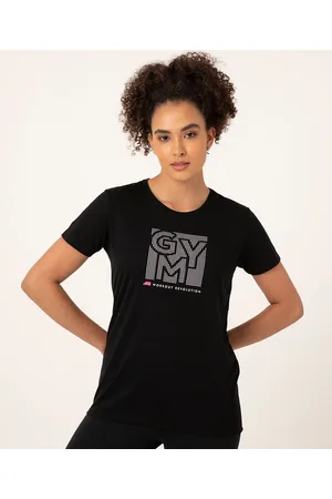 C&A Blusa manga curta estampa localizada ace preta