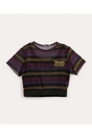 C&A Blusa infantil de tule manga curta wakanda multicor