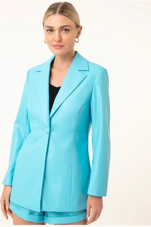 C&A Blazer alongado de pu turquesa