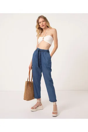 C&A Calça clochard jeans cintura super alta médio