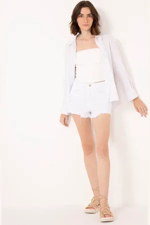 C&A Short vintage de sarja cintura super alta destroyed