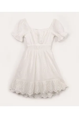 C&A Vestido juvenil de laise manga bufante