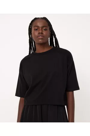 C&A Blusa cropped básica com recorte manga curta