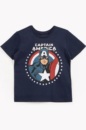 C&A Camiseta infantil de algodão manga curta capitão américa marinho
