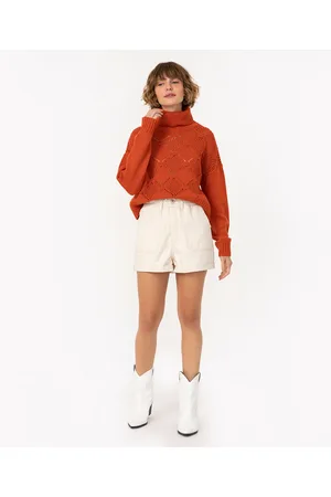 C&A Short de sarja clochard cintura super alta com bolso