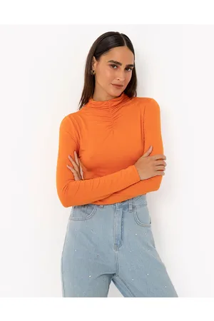 C&A Blusa de viscose gola franzida manga longa médio