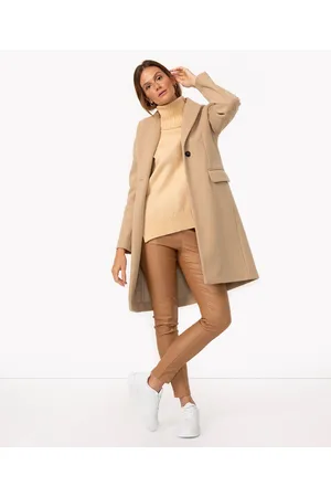 C&A Calça skinny de bengaline cintura alta bege