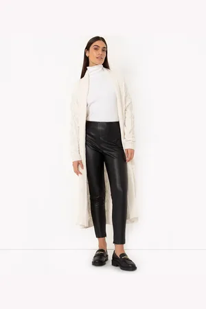 C&A Calça de poliuretano cintura alta com bolsos