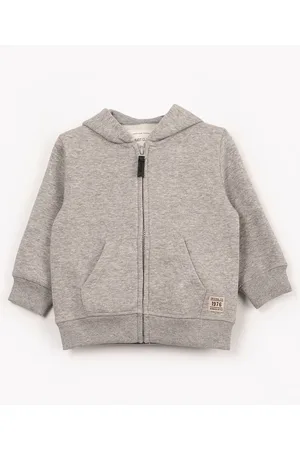 C&A Blusão infantil de moletom com capuz e bolso azul marinho - mescla