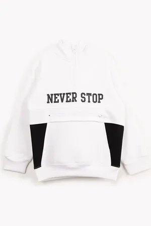 C&A Blusão de moletom infantil com capuz never stop