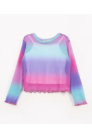C&A Blusa infantil de tule degradê manga longa