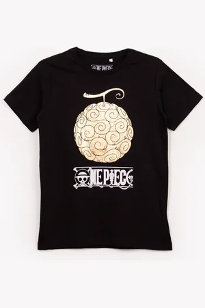 C&A Camiseta de algodão juvenil one piece manga curta preta