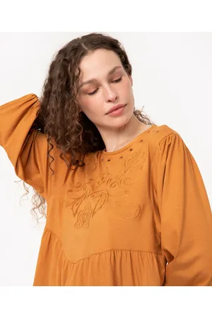 C&A Blusa manga longa bufante bordada