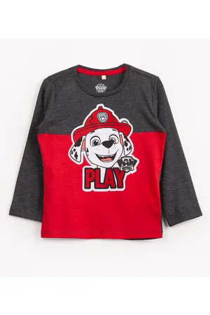 C&A Camiseta de algodão infantil patrulha canina manga longa vermelha