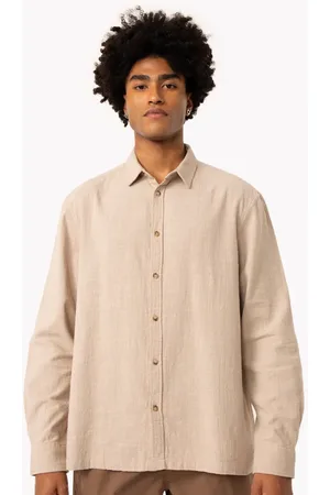 C&A Camisa de algodão texturizada manga longa bege