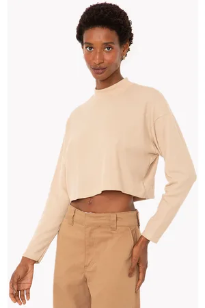 C&A Blusa texturizada básica manga longa verde - areia