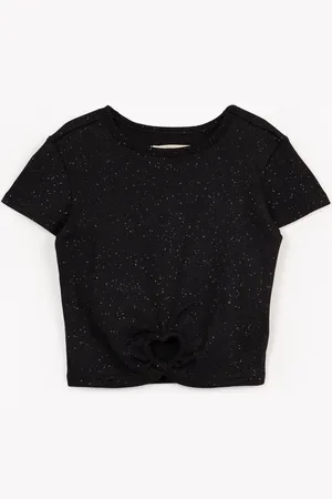 C&A Blusa infantil glitter coração manga curta