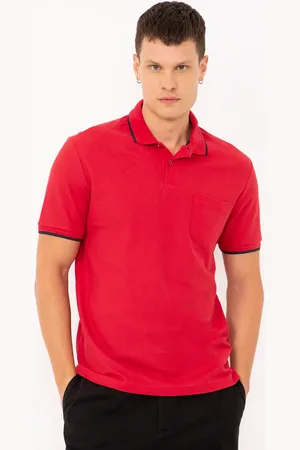 C&A Polo comfort de algodão com bolso vermelha