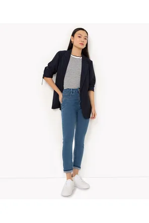 C&A Calça jeans skinny push up cintura alta com recortes medio