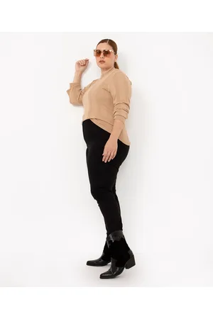 C&A Calça Skinny de Sarja Plus Size Cintura Super Alta Preta