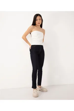 C&A Calça jeans skinny cintura alta com bolsos sawary escuro